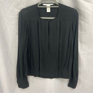 Diane Von Furstenberg Black Long Sleeve Career Blouse Size 4